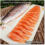 Salmon FILLET BONELESS Atlantic CHILE frozen steak cuts 1" 2.5cm (price/pack 500g 5-6pcs)